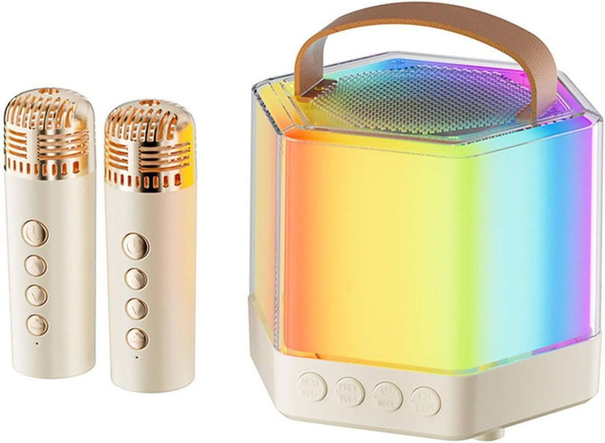 Wireless Karaoke Machine 2 Mics RGB LED Speaker Portable Party