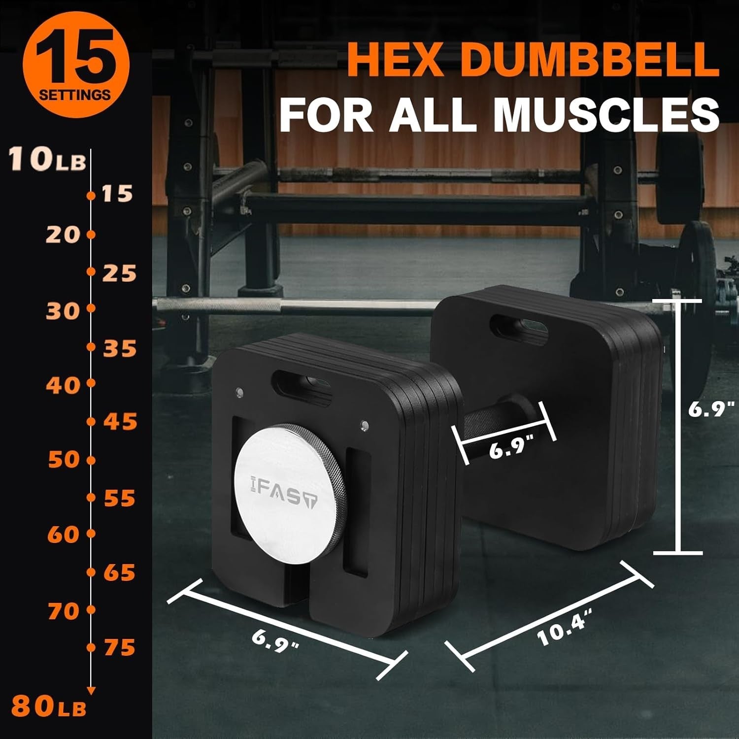Adjustable Hex Dumbbell 50lb–160lb 9-in-1 Quick Lock Home Gym Weight