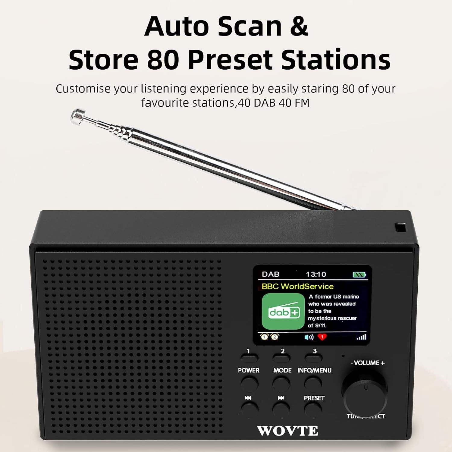 DAB DAB+ Digital Radio Bluetooth Portable Rechargeable Display