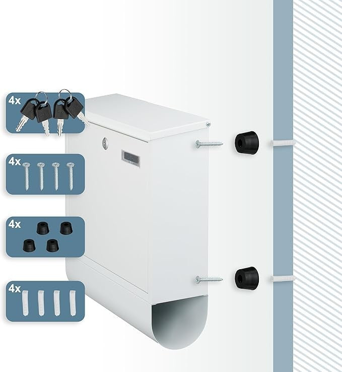 Lockable Wall Letterbox with Newspaper Holder – Weatherproof & Secure