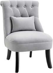 Grey Fabric Accent Armchair with Pillow Wooden Legs Lounge Chair