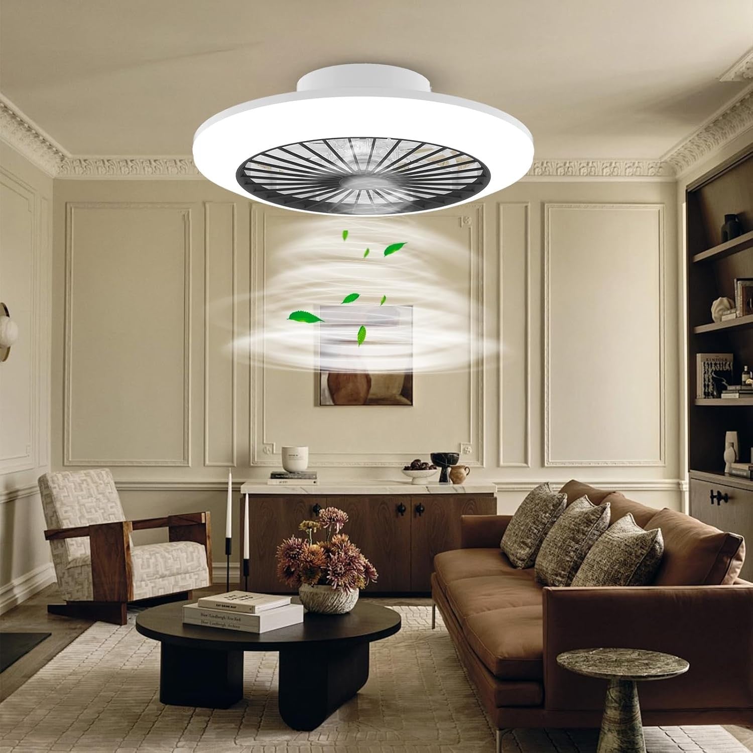 45.5CM Ceiling Fan Light, 6 Speeds, Stepless Dimming LED, 3000K-5500K, Remote