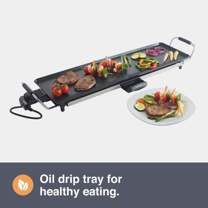 XL Electric Teppanyaki Grill – Non-Stick, 2000W, UK Plug, Drip Tray