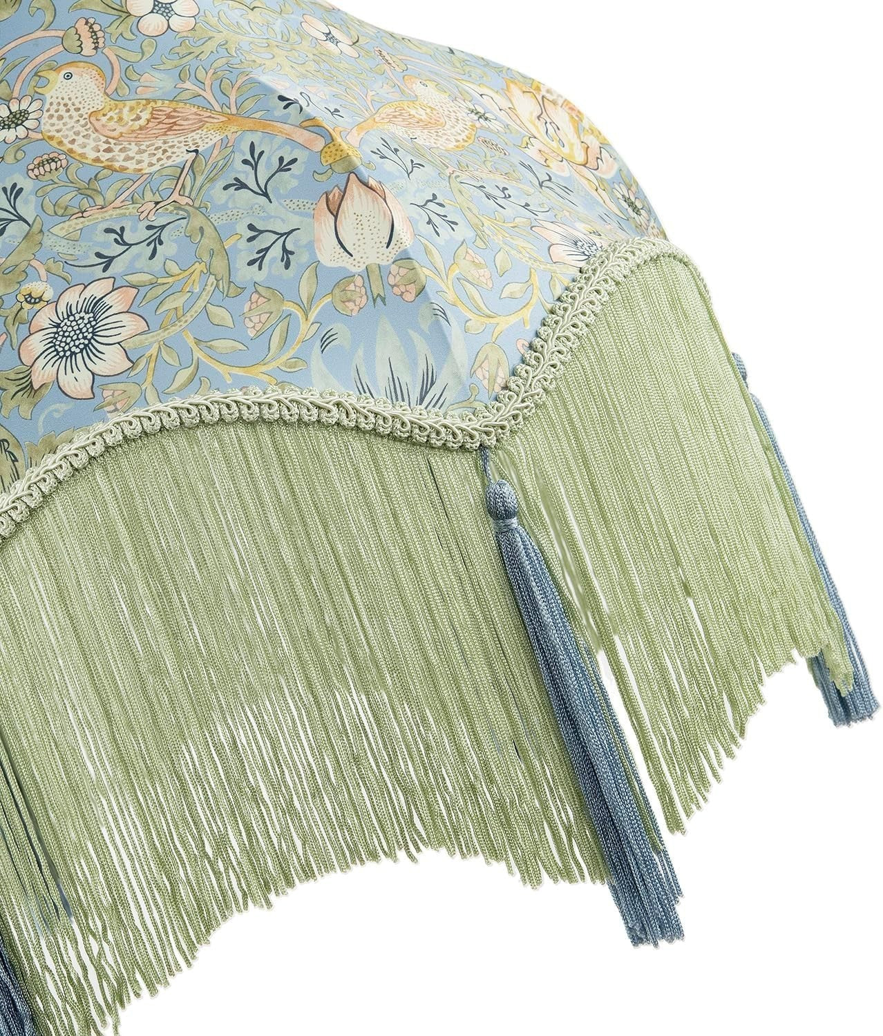Victorian Floral Velvet Lampshade Emerald Blue Tassel Empire 36cm