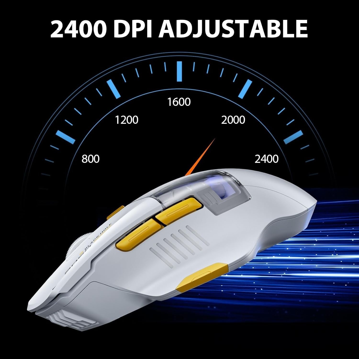 White Bluetooth Wireless Mouse Rechargeable RGB 2400DPI Dual Mode Laptop PC