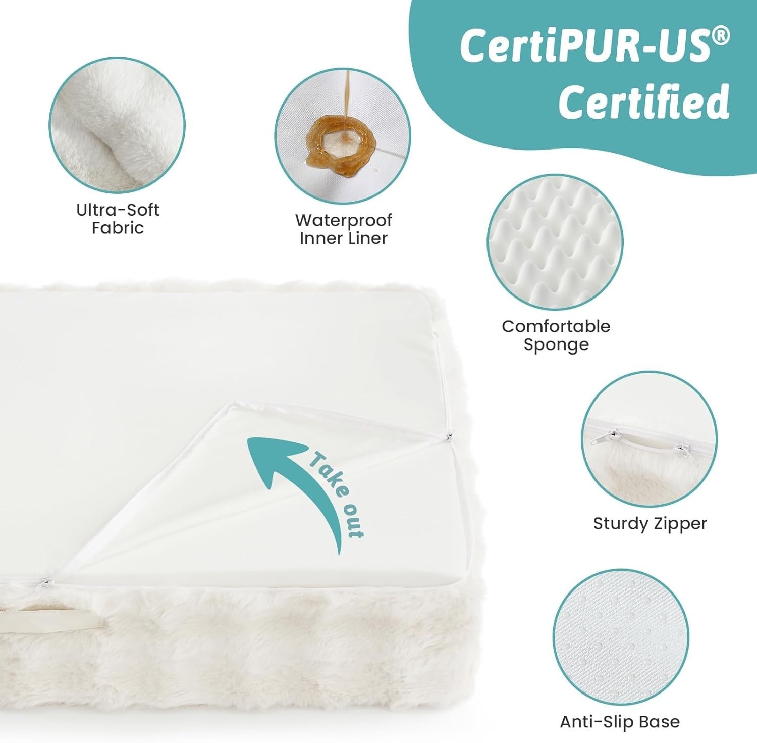 Medium Orthopedic Dog Sofa Bed Faux Fur Washable 36x27in