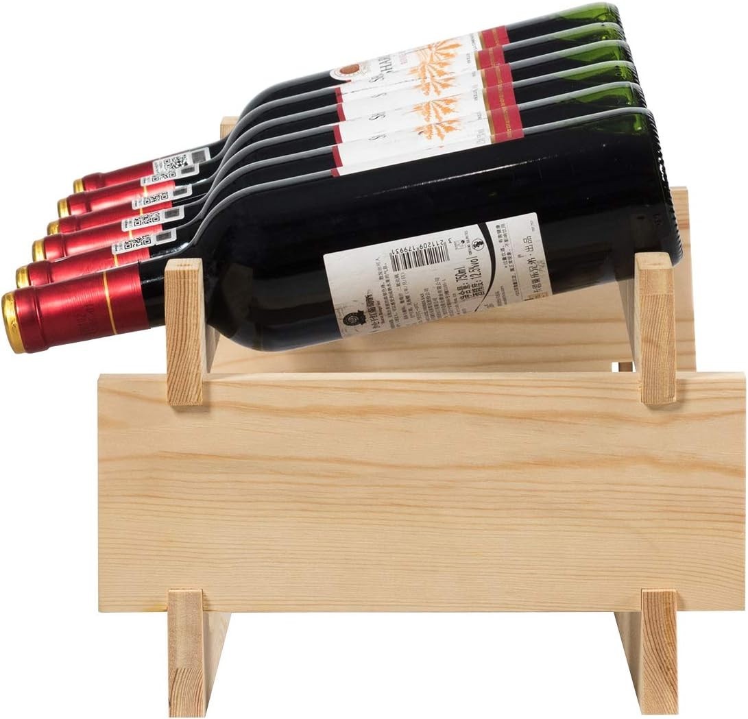 Stackable Wooden Wine Rack 36 Bottle Holder Natural Pine Freestanding Storage