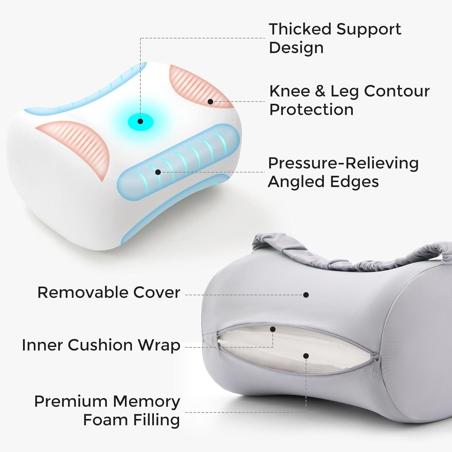 Knee Pillow for Side Sleepers Memory Foam Hip Back Sciatica Support