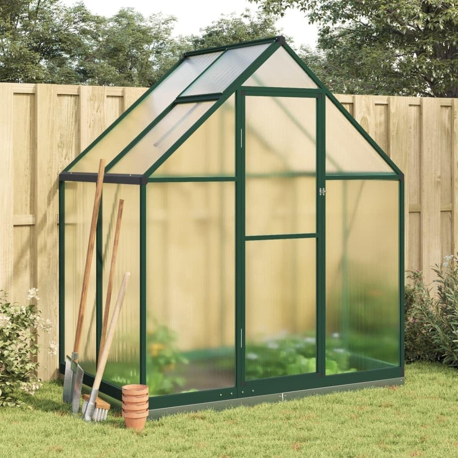 Aluminium Walk-In Greenhouse 169x114x202cm Green Polycarbonate with Base