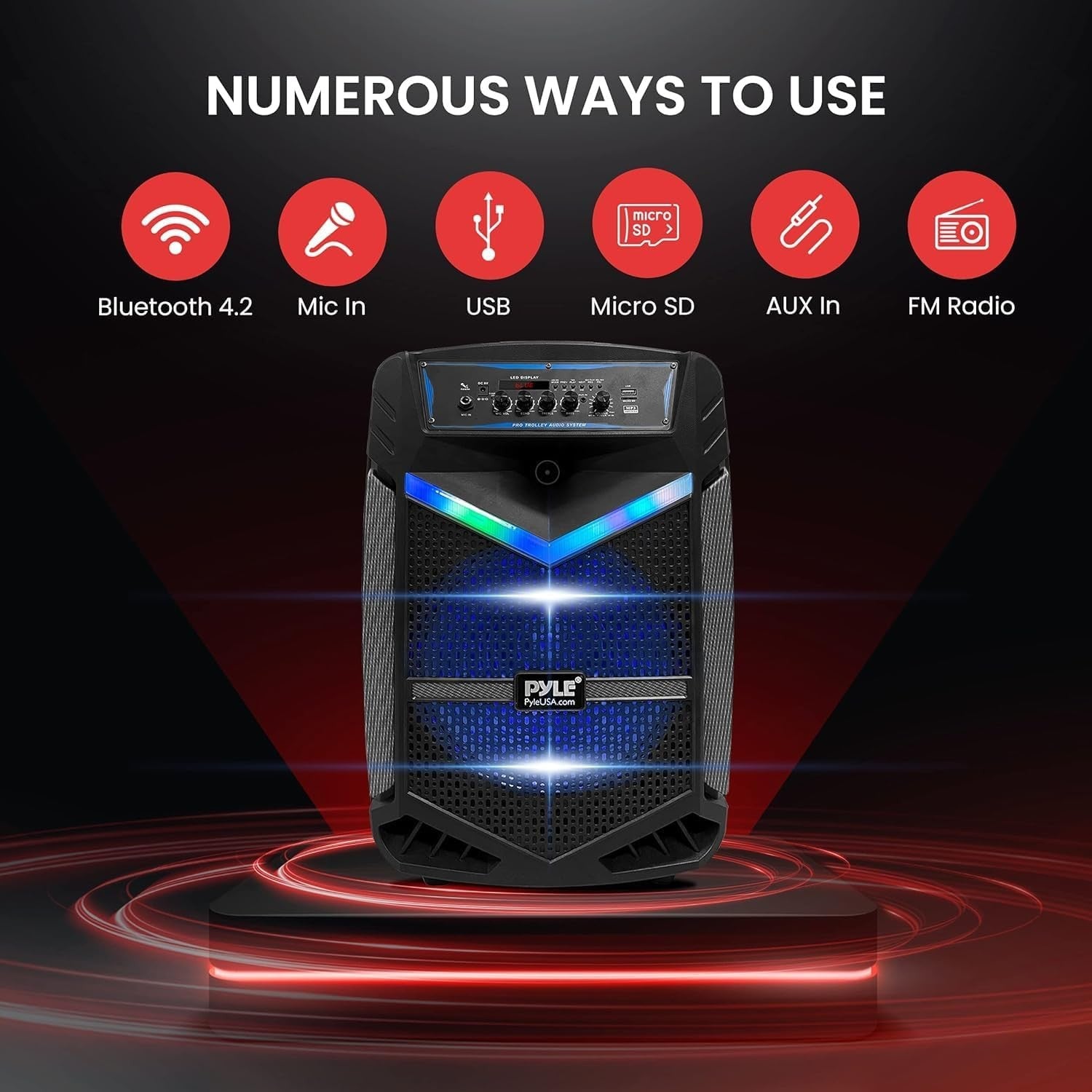 Portable Bluetooth PA Speaker 800W Outdoor Karaoke Machine Mic Included
