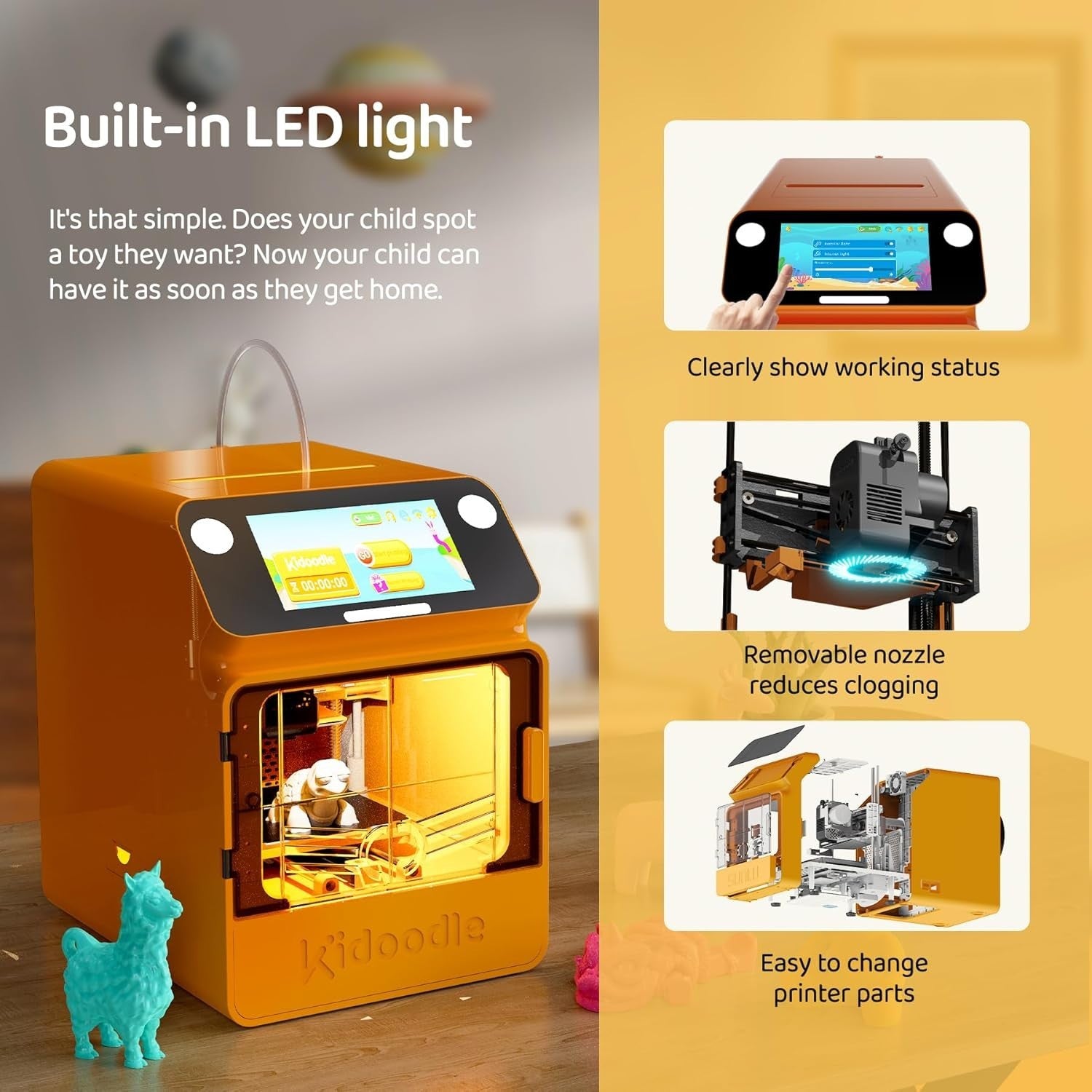 Kids Safe Mini 3D Printer WiFi App Control One-Click Print Touchscreen