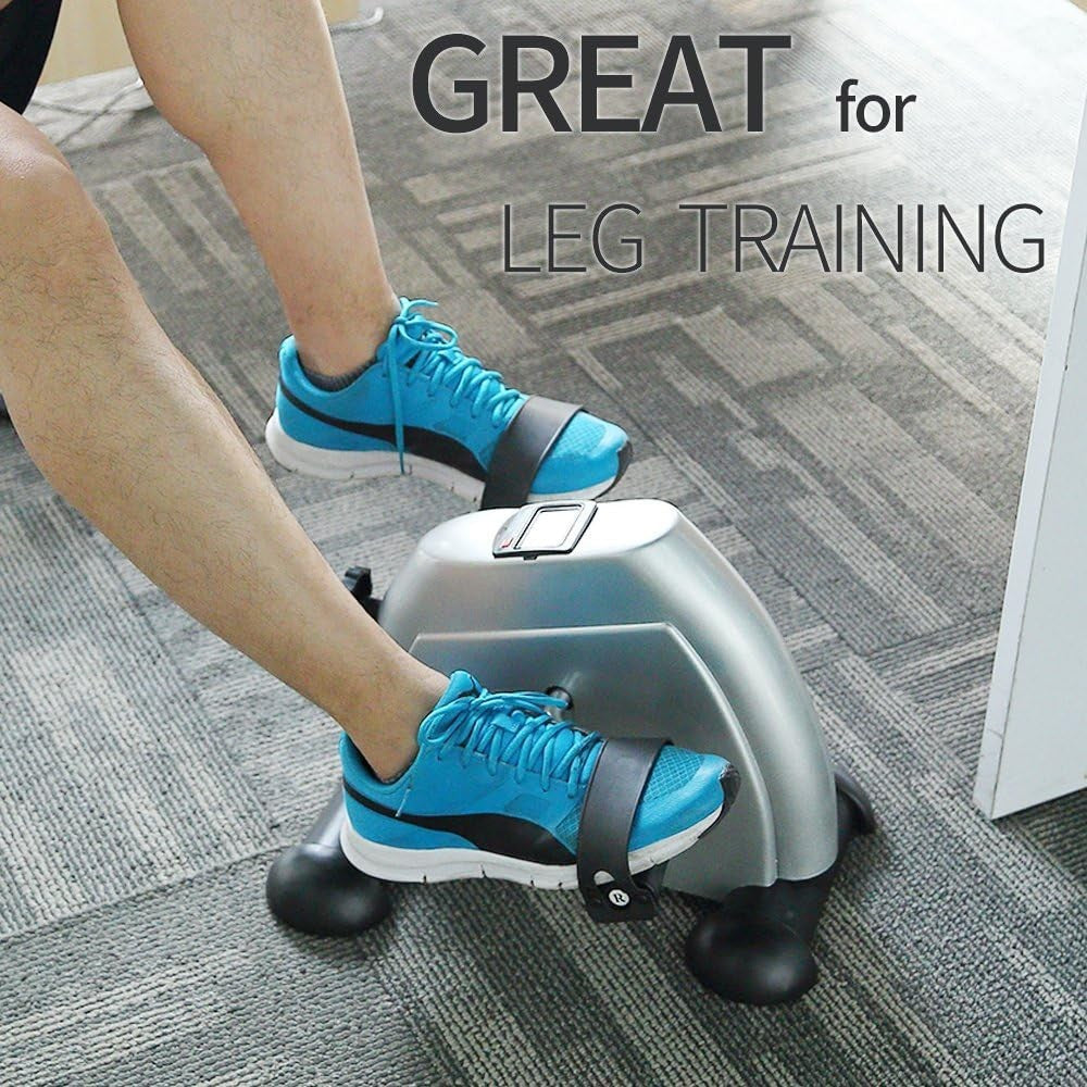Mini Exercise Bike Pedal Exerciser for Legs & Arms LCD Portable