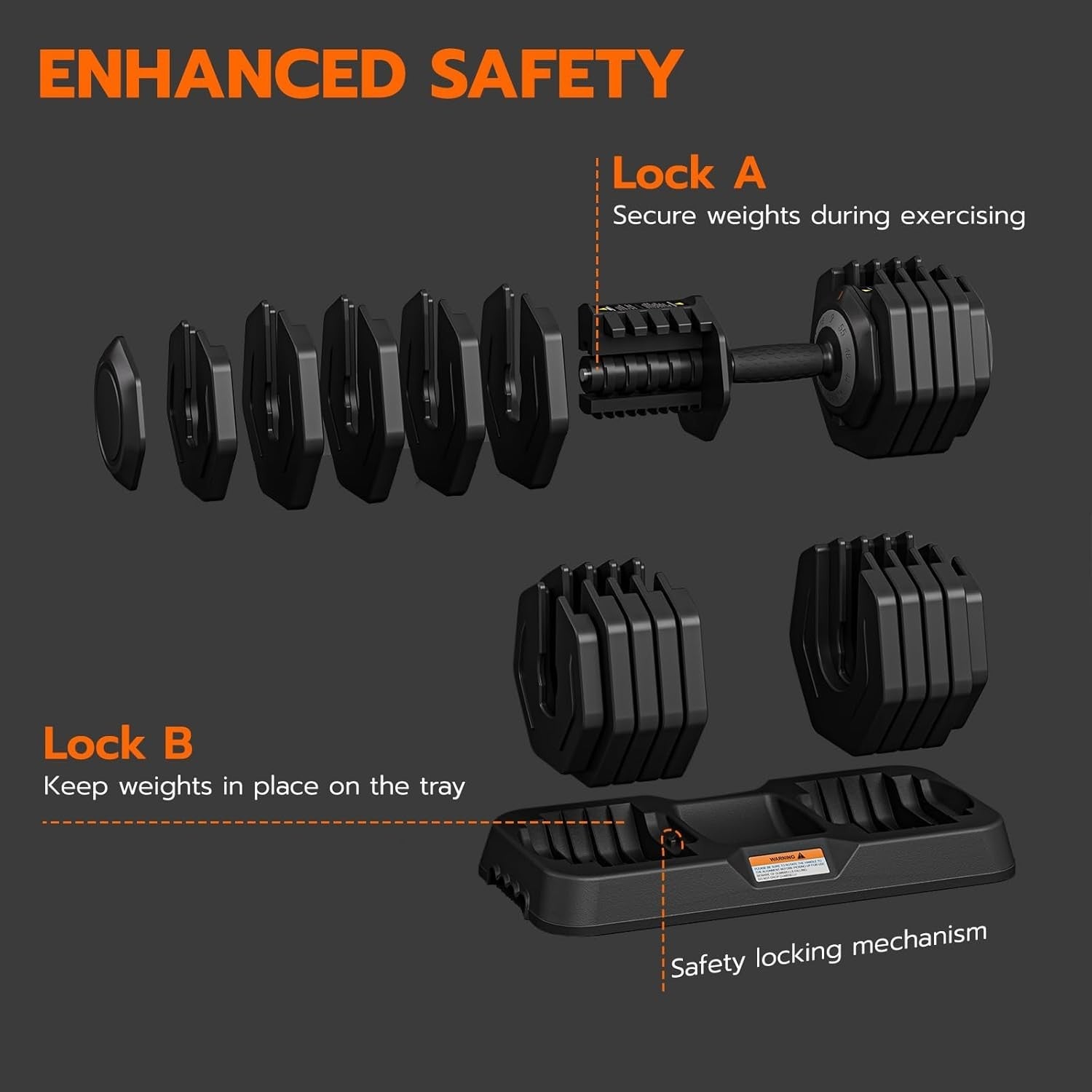 55lb Adjustable Dumbbell Single 10-in-1 One-Hand Dial Non-Slip Home Gym
