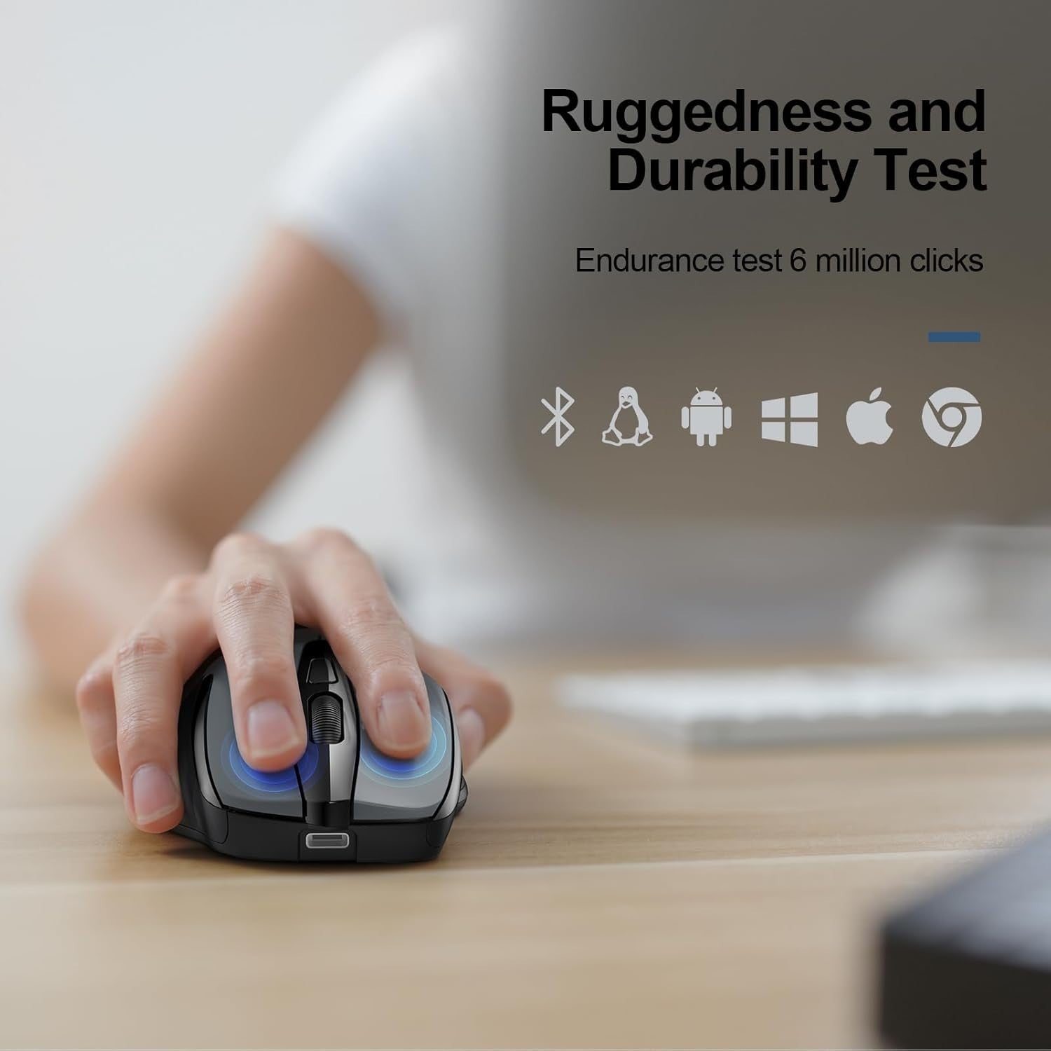 Rechargeable Bluetooth Wireless Mouse Silent Ergonomic 4800DPI Tri Mode