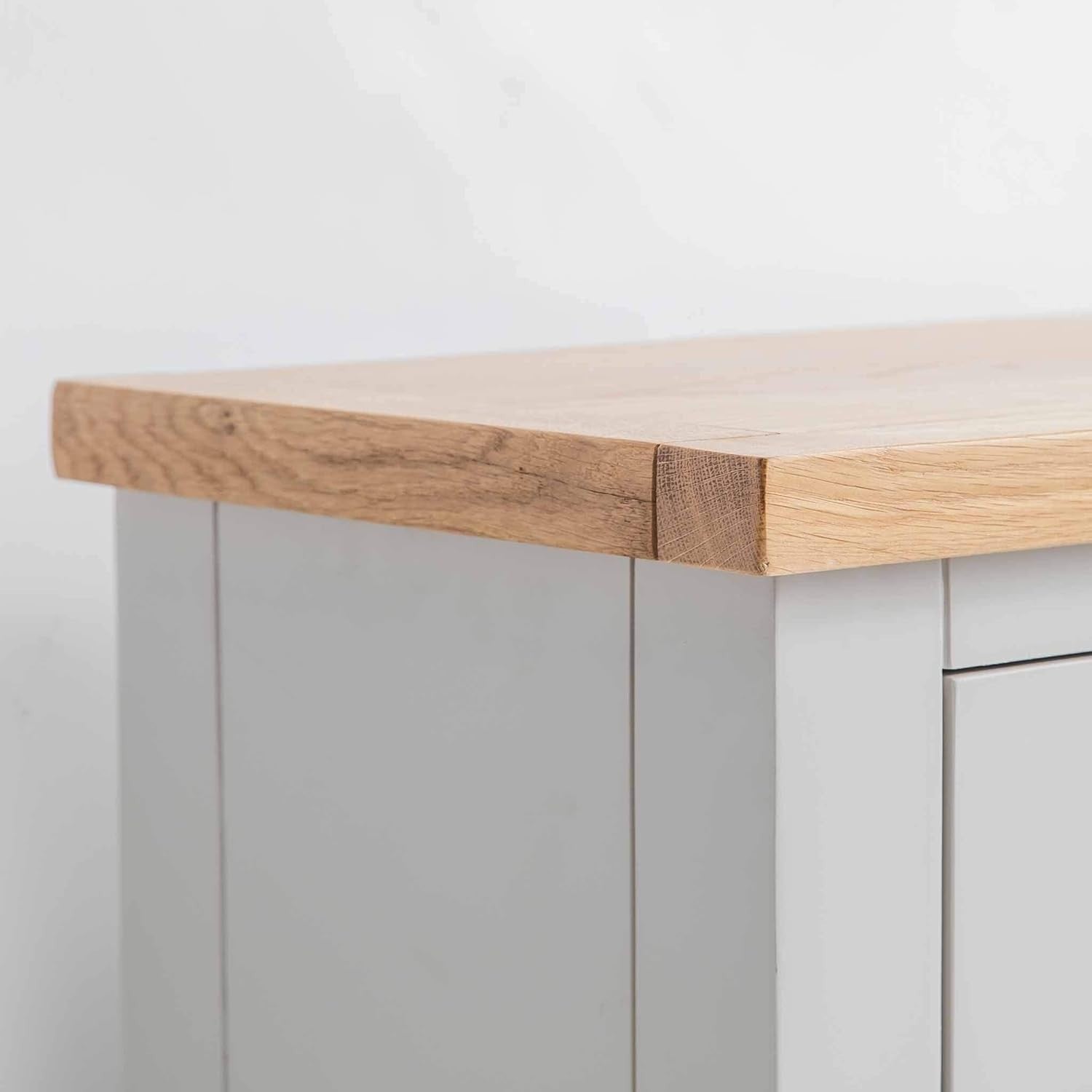 Small Grey Sideboard Cabinet Oak Top 2 Drawer Cupboard for Hallway
