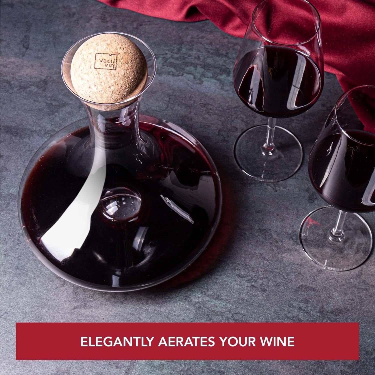 Crystal Wine Decanter with Cork Stopper Elegant Aerating Glass Carafe 1L