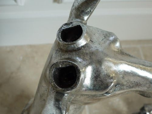 Antique Silver Deer Head Sculpture Wall Mount Table Ornament Decor