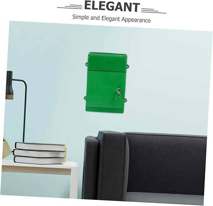 Wall Mounted Locking Mailbox Green Weatherproof Secure Post Box for Home Office