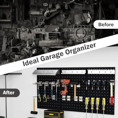 Wall-Mounted Pegboard 120x60cm 31-Piece Metal Tool Rack Organizer Kit
