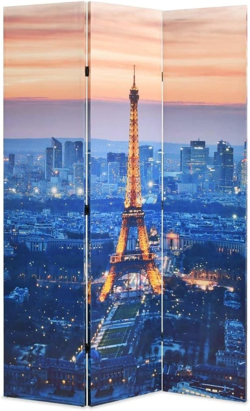 Paris by Night Folding Room Divider 120x170cm Double-Sided Privacy Screen