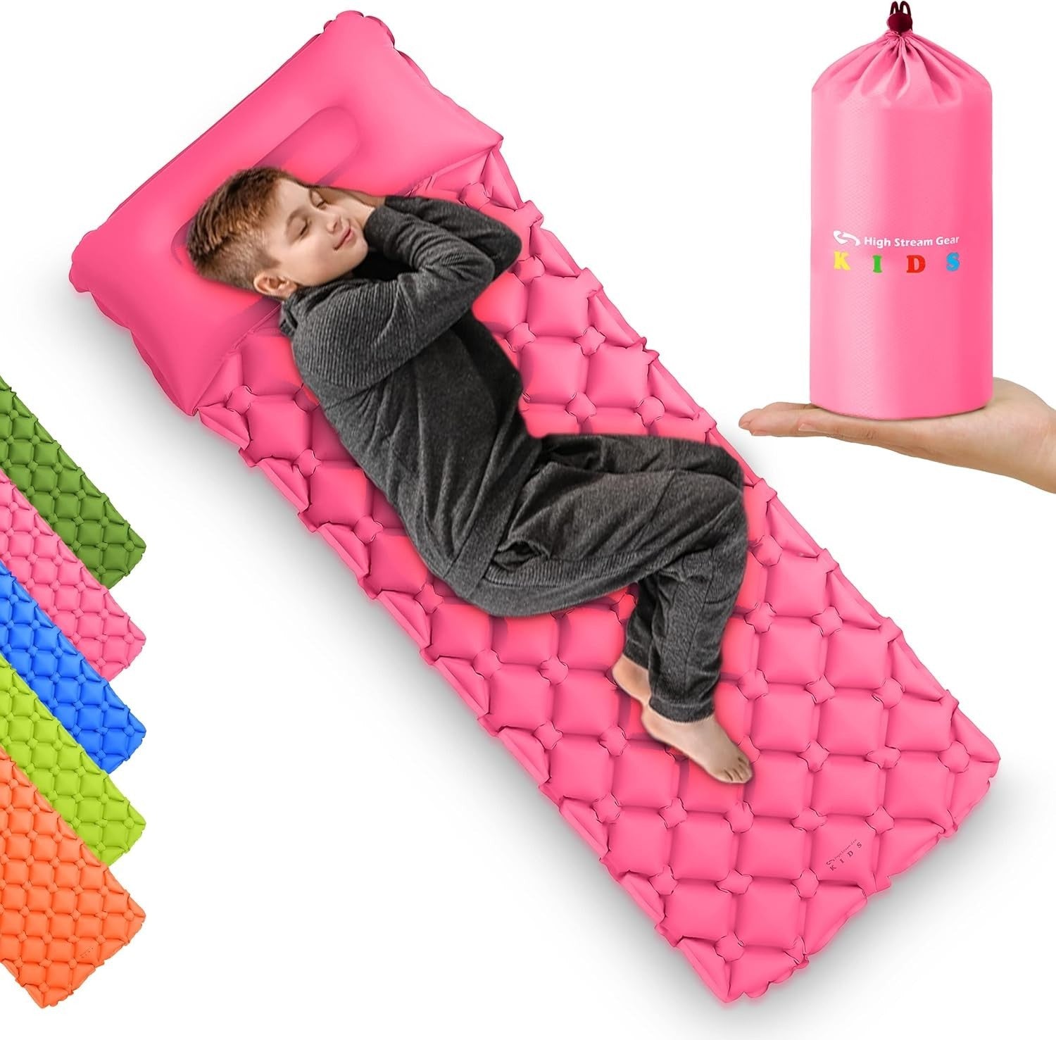 Kids Inflatable Sleeping Mat with Pillow – Portable Camping Travel Bed