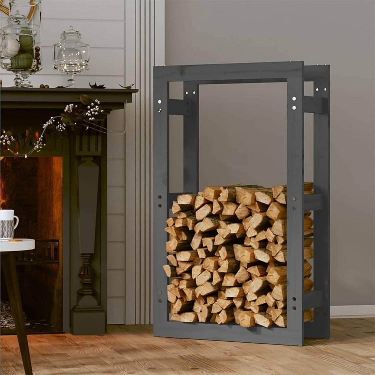 Heavy Duty Indoor Outdoor Wood Firewood Holder Rack 60x25x100cm Pine