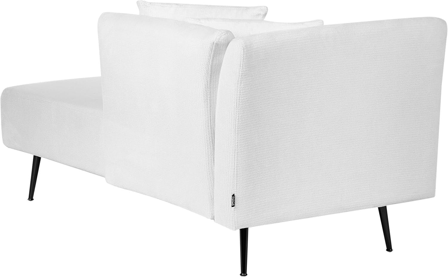Modern Left Hand White Chaise Lounge Polyester Fabric Cushions Metal Legs