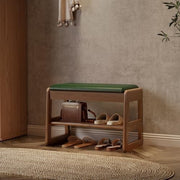 Small Entryway Shoe Bench with Flip-Top & Leather Cushion Storage Seat