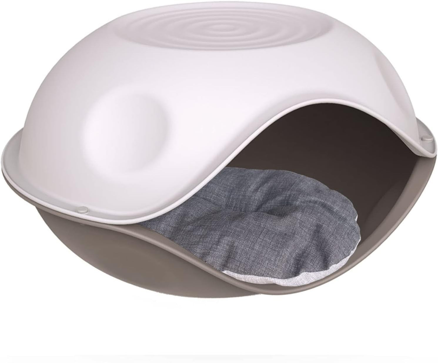 Weatherproof Plastic Pet House & Bed 2-in-1 Covered Kennel 57.5x57.5x31cm