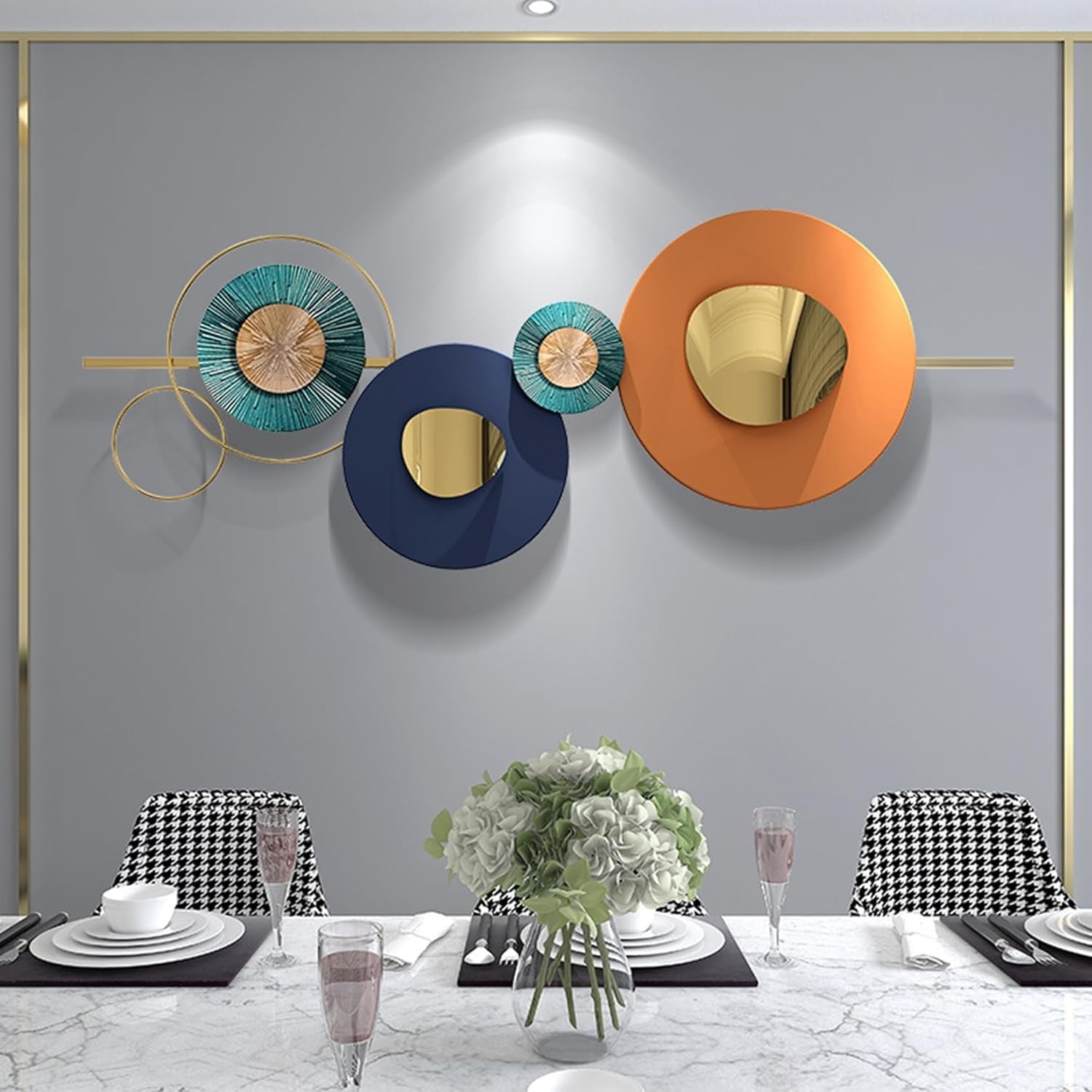 Large Metal Geometric Round Wall Art 150x57cm