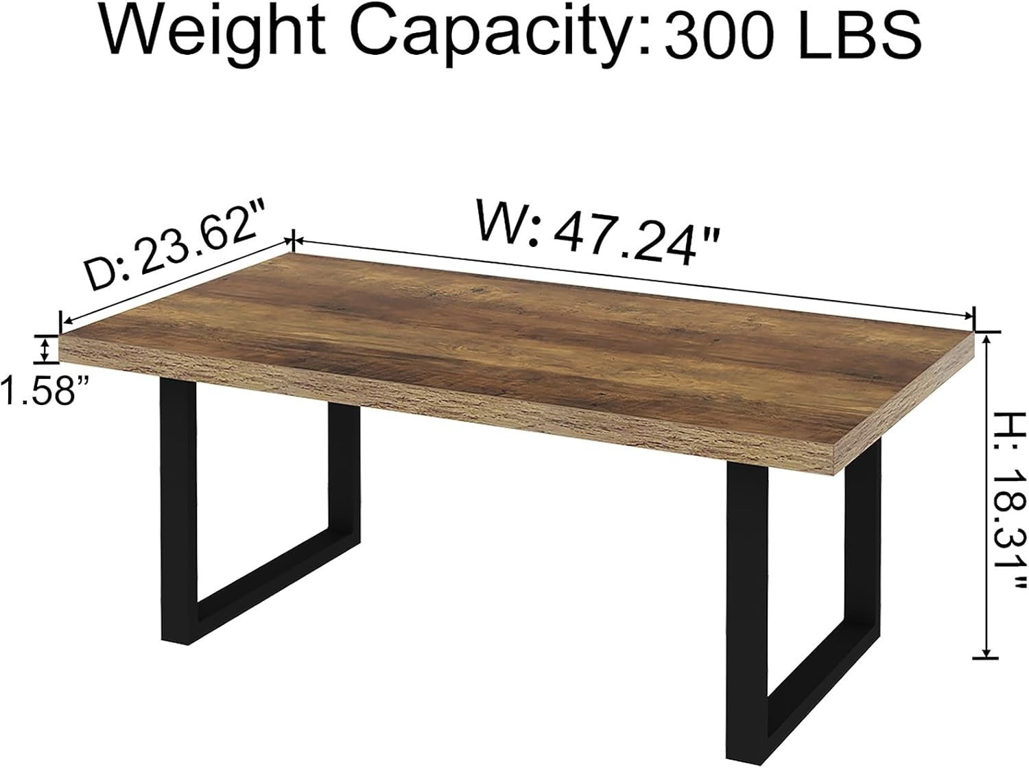 Rustic Oak Coffee Table 120cm Industrial Wood Metal Centre Table Living Room