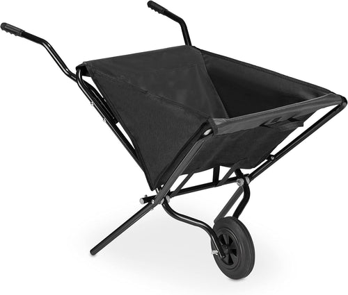 46L Folding Wheelbarrow Black – Compact Steel Frame, Rubber Tyres, Easy Storage