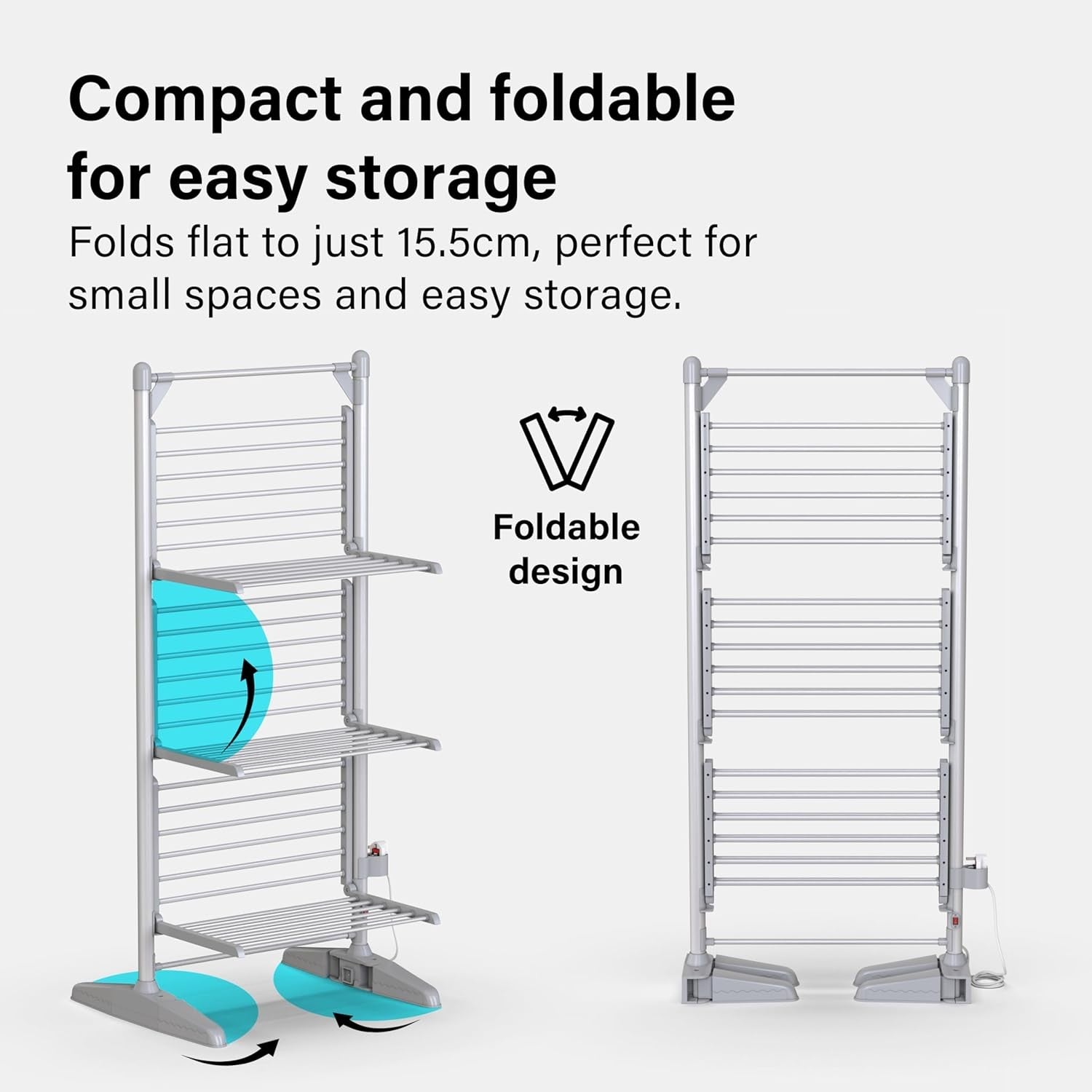 Heated Clothes Airer 3 Tier Electric Drying Rack Foldable 300W Fast Dry