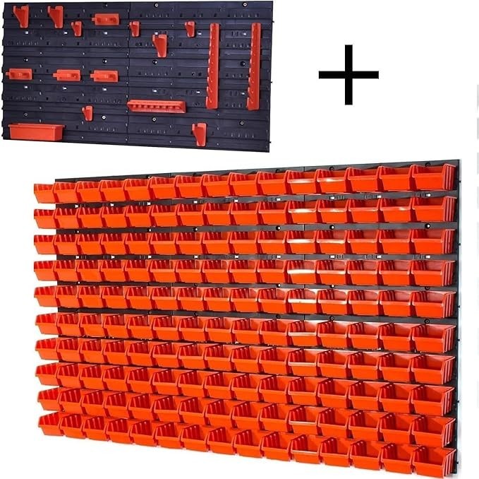 Wall Mounted Tool Peg Board Storage Bins Garage Workshop Rack
