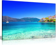 Blue Beach Sea Canvas Wall Art Ocean Landscape Picture Living Room Decor 12x8