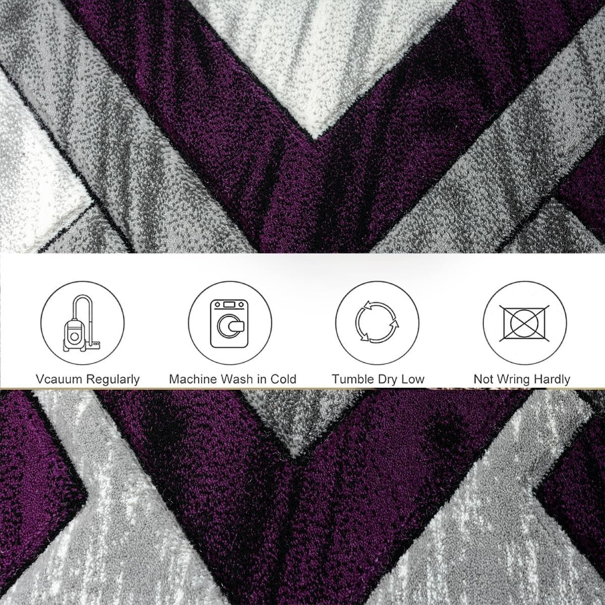 Purple Geometric Area Rug 160x230cm Soft Modern Large Living Room Carpet