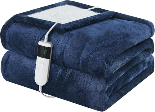 Electric Heated Blanket 130x160cm Sherpa Fleece 10 Heat Settings Timer