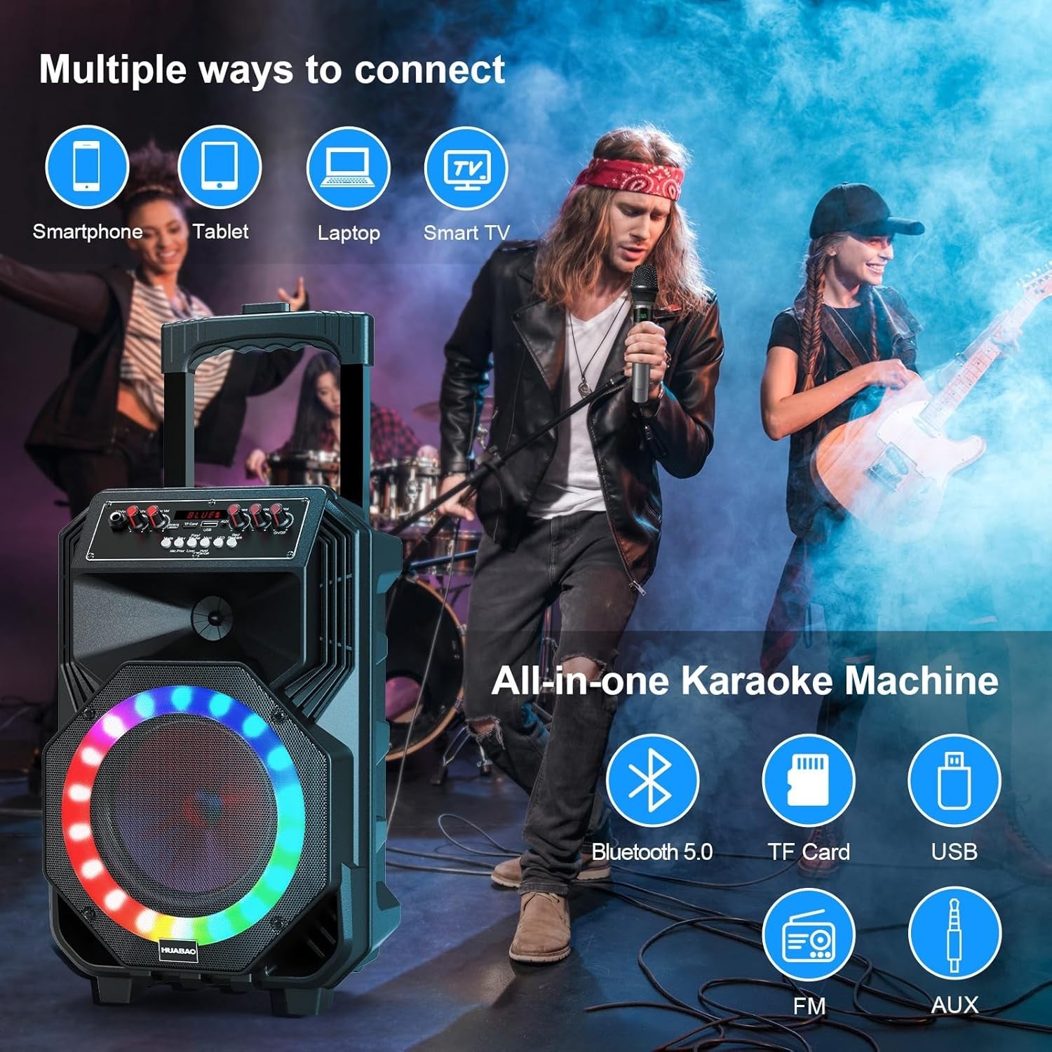 Portable Karaoke Machine 8800mAh Bluetooth PA Speaker