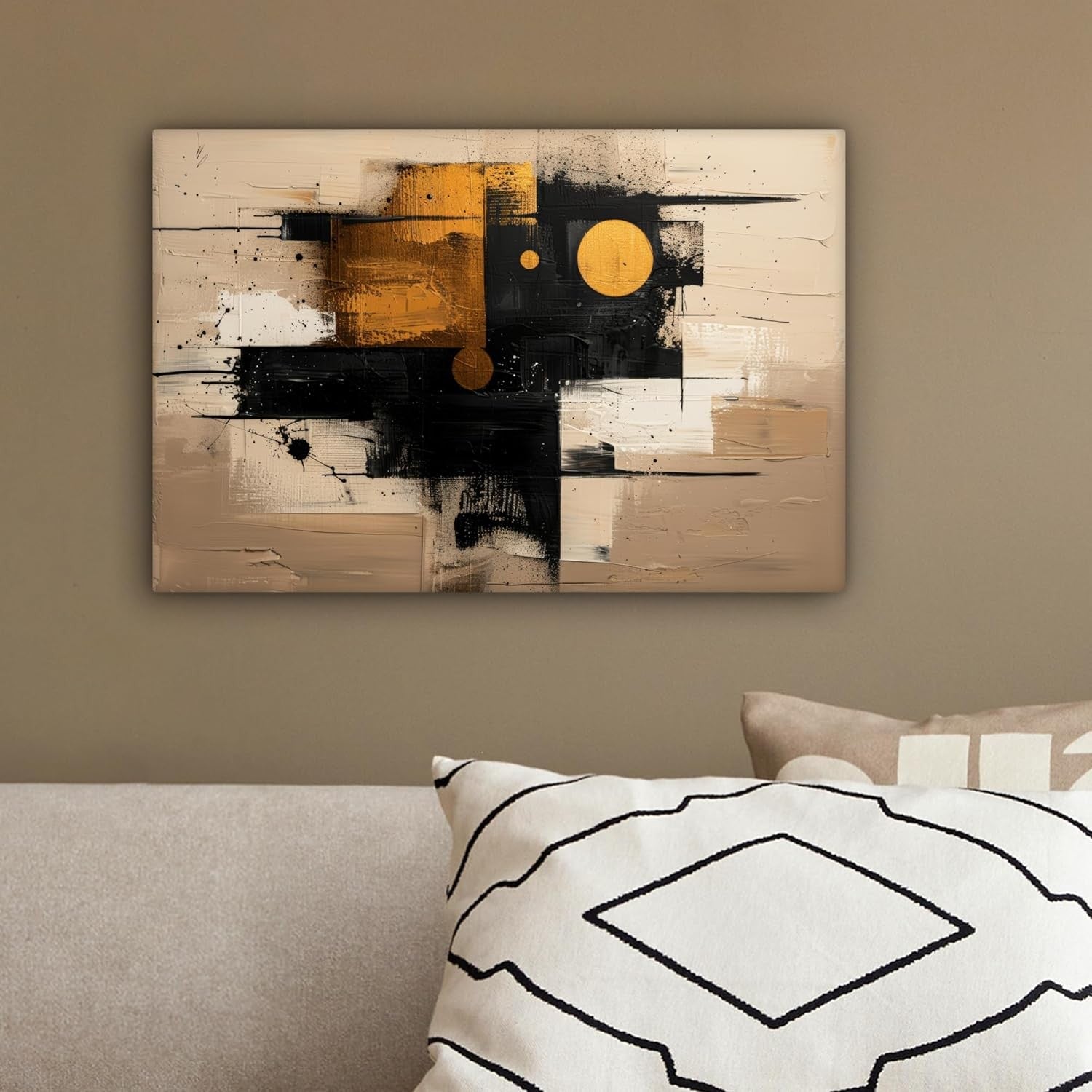 Abstract Gold Black Canvas Wall Art 30x20cm Modern Living Room