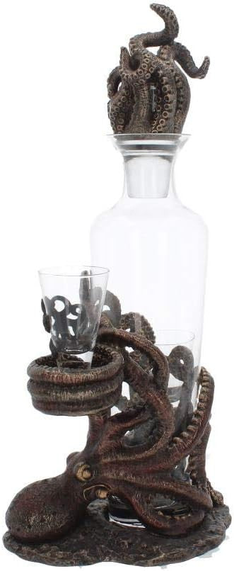 Steampunk Octopus Tentacle Whiskey Decanter 39cm – Unique Resin Bar Gift