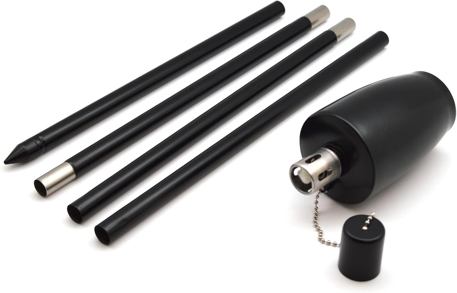 12 Pack Metal Garden Torches 146cm Black Paraffin Oil Lamps