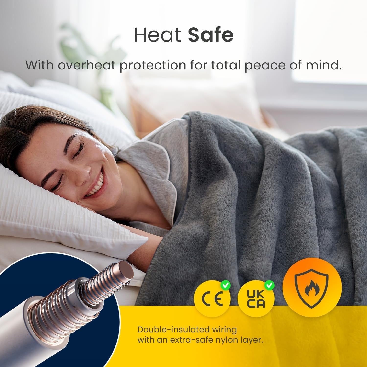 Electric Heated Throw Blanket Faux Fur 9 Heat Settings Timer Washable