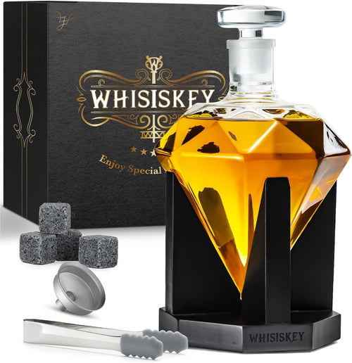 700ml Diamond Whiskey Decanter Set with Glasses & Stones Luxury Men’s Gift Bar