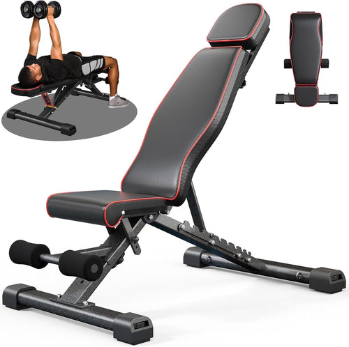 Extra Large Foldable Weight Bench 880lb Vertical Press Full Body Gym