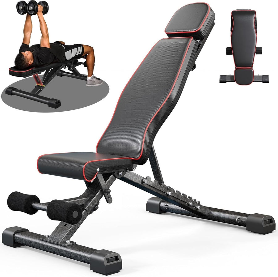 Extra Large Foldable Weight Bench 880lb Vertical Press Full Body Gym