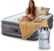 Double Air Bed with Built-In Pump Quick Inflate Flocked Top for Guests & Camping