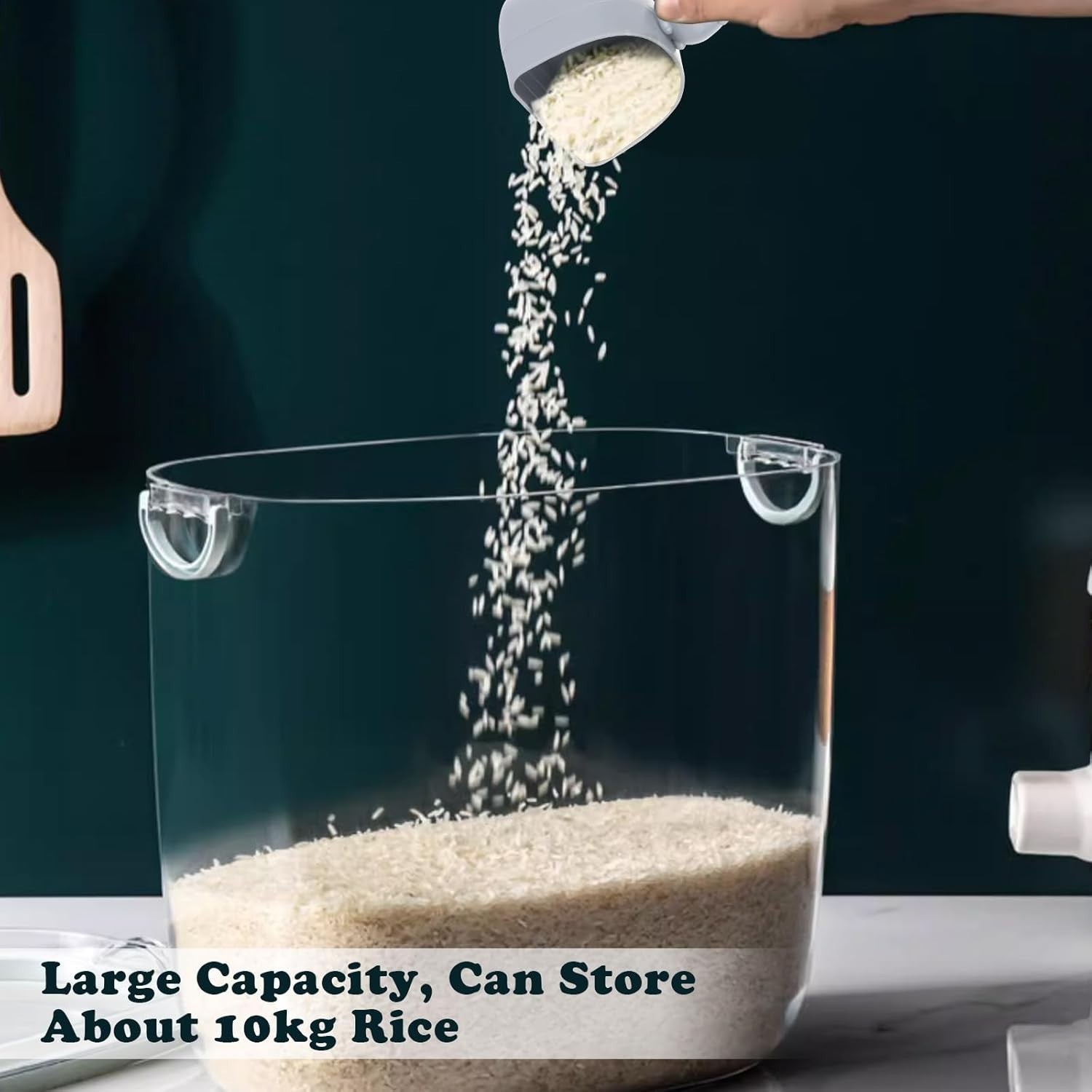 10kg Rice Storage Container Airtight Plastic Bin w Scoop