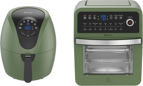 Sage Green Air Fryer Set 12L Digital Oven + 4.5L Basket Low Fat Cook