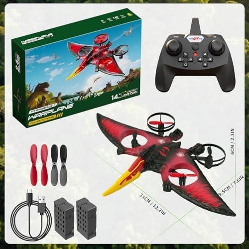 Aooess Dinosaur RC Airplane Drone for Kids USB Rechargeable Flying Toy