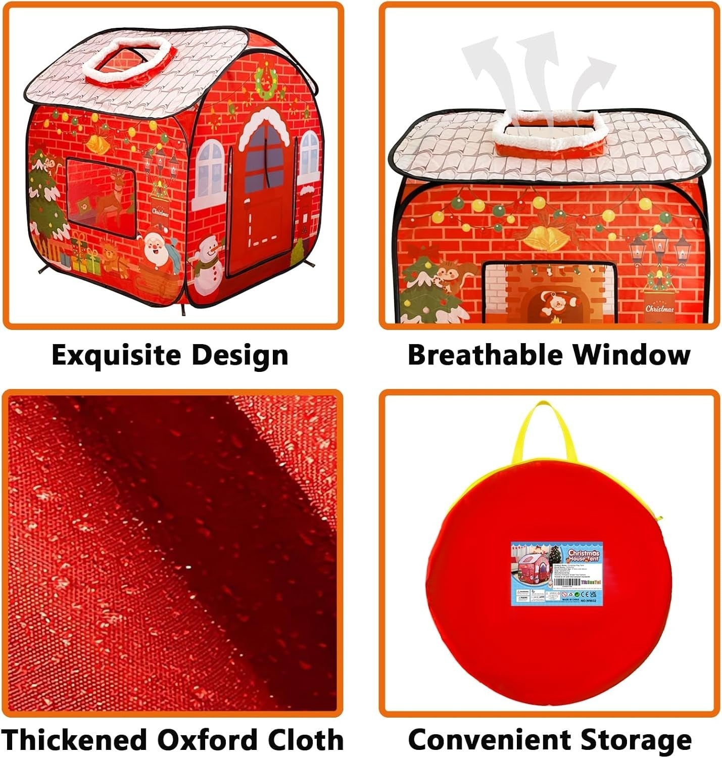Christmas Kids Pop Up Play Tent Indoor Outdoor Folding Holiday Playhouse